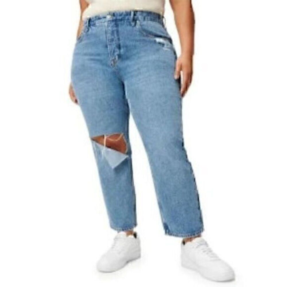 Good American 90'S Duster High Rise Straight Leg Jeans Blue950 NWT Women’s 16